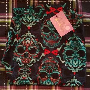 Skull Pattern Halloween Leggings XC 3X-5X Size NWT